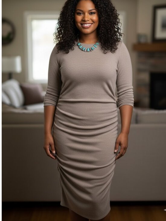 INC Sexy lightweight Sweater dress w/gathered sides & matching Slip XL - Picture 1 of 10